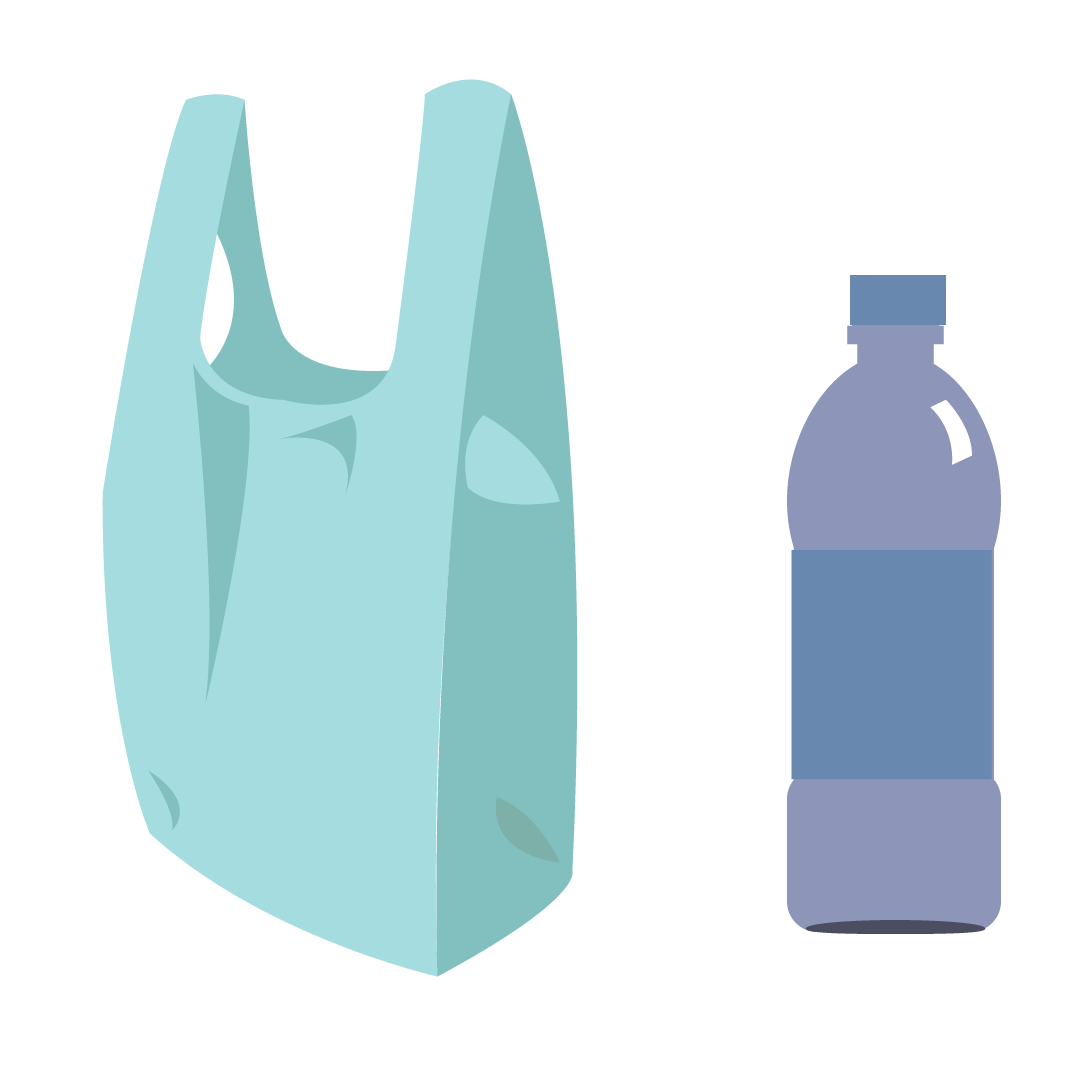 A plastic bag and bottle