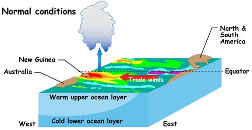 Drawing of normal conditions in Pacific.