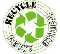 Symbol for recycling. Says Recycle, reduce, reuse.