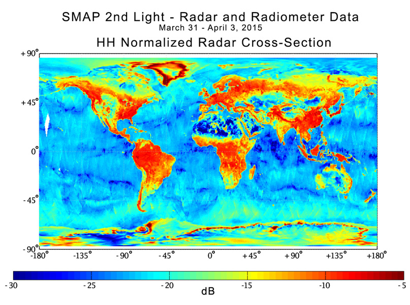 Map with data from SMAP.