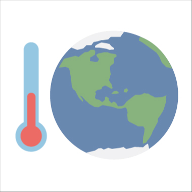 Animation of the Earth with a thermometer with temperature rising.
