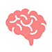 Illustrated icon of a pink brain.