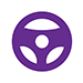 Illustrated icon of a purple steering wheel.