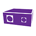 Illustrated icon of a purple, box telescope.