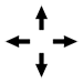 Four black arrows pointing up, down, left and right.