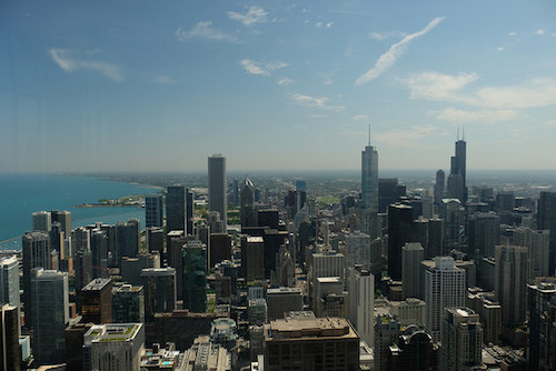 A photograph of skyscrapers in Chicago