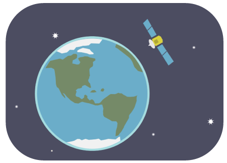 Illustration of a satellite orbiting Earth.