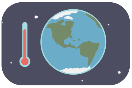 Illustration of Earth with a thermometer next to it.