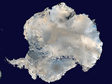 Satellite image of Antarctica.