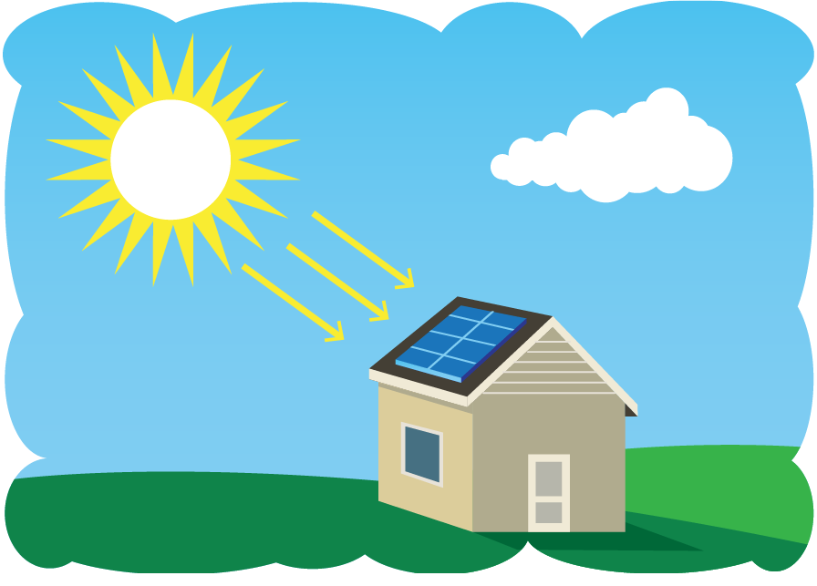 an illustration of solar panels on top of a house