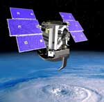 CloudSat collects 3-D information about clouds. CloudSat has radar that sees right into the clouds. CloudSat measures how thick the clouds are and how much water they contain.