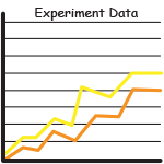 Cartoon line graph with two ascending lines.